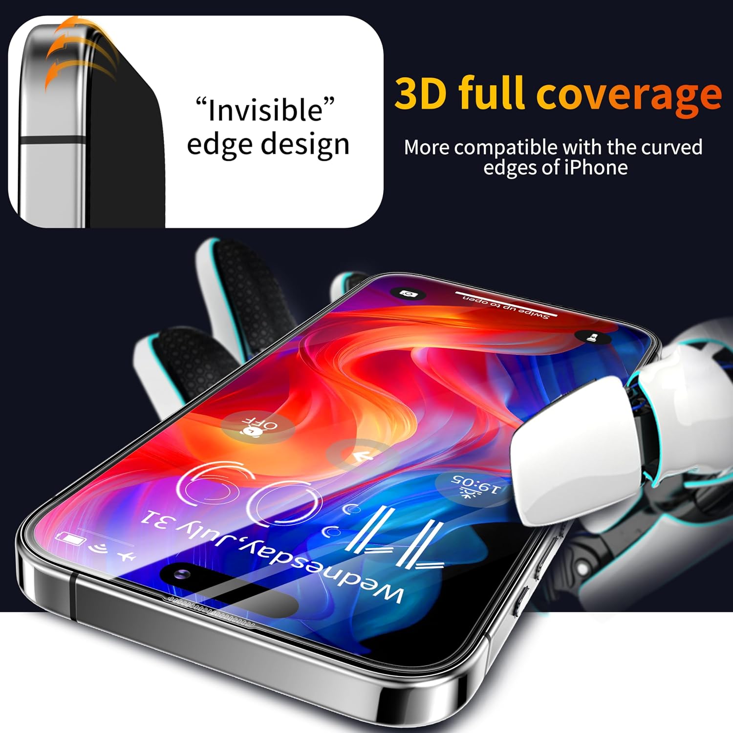 Detalle 2 de Tentoki 2 Pack Tempered Glass Screen Protector for iPhone 15 Pro Max (6.7-inch) – 9H+ Full Coverage