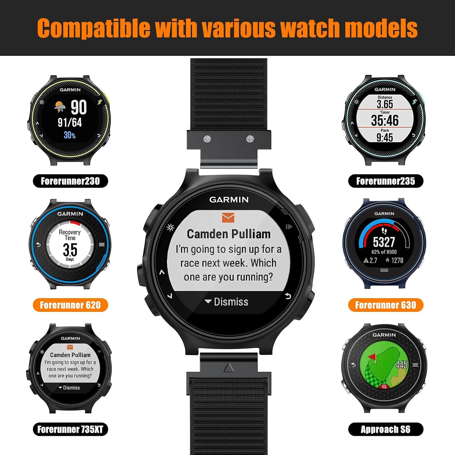 Thumbnail 1 de ANBEST cinturino Garmin Forerunner 735XT, nylon