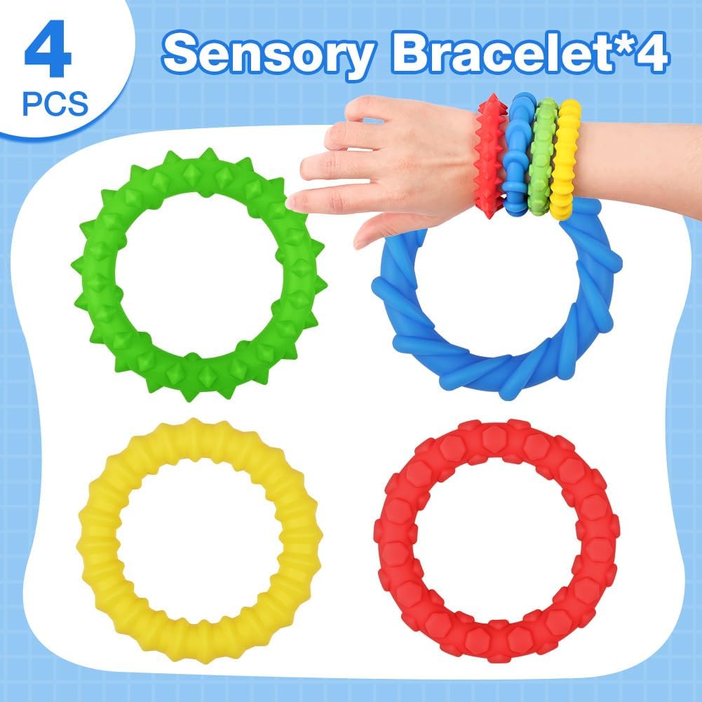 Thumbnail 2 de Aolso Fidget Toys: 4 Braccialetti Fidget in Silicone per Antistress – Relax e Concentrazione per Bambini e Adulti