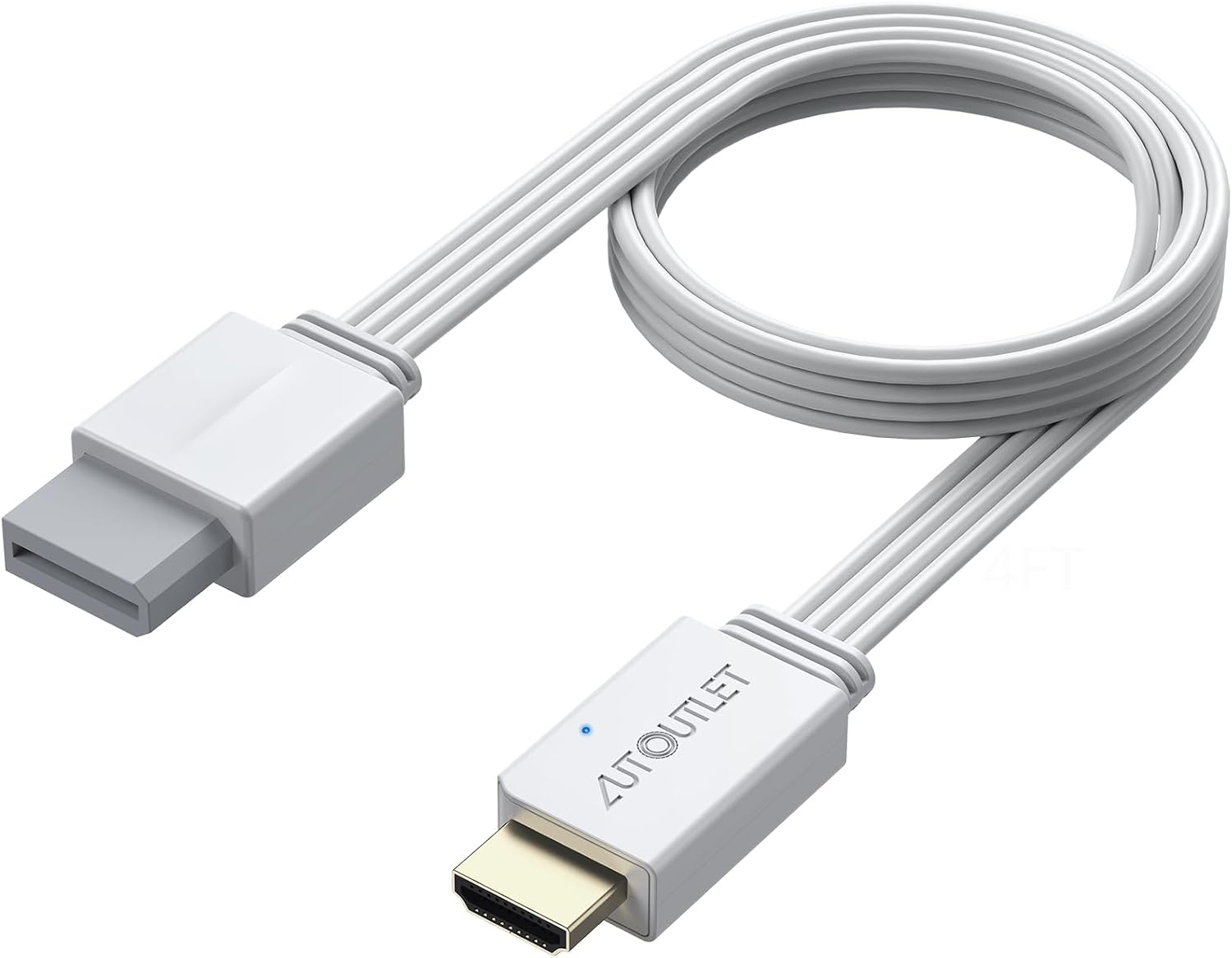 Detalle de AUTOUTLET Wii HDMI Adapter – Plug and Play Konverter für 720p/1080p mit integriertem 120 cm Kabel
