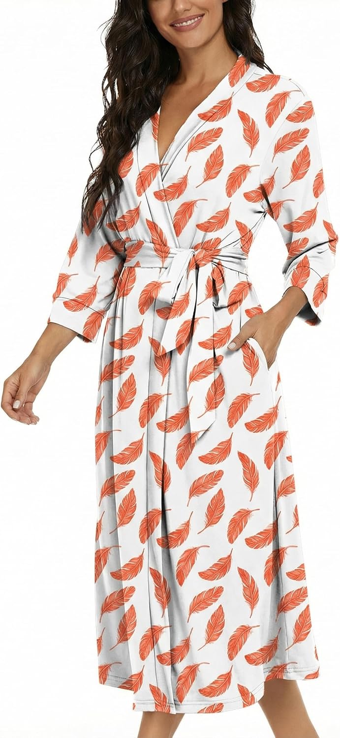 Detalle de VINTATRE Women Knit Bathrobe: Long Lightweight Bathrobe with Pockets