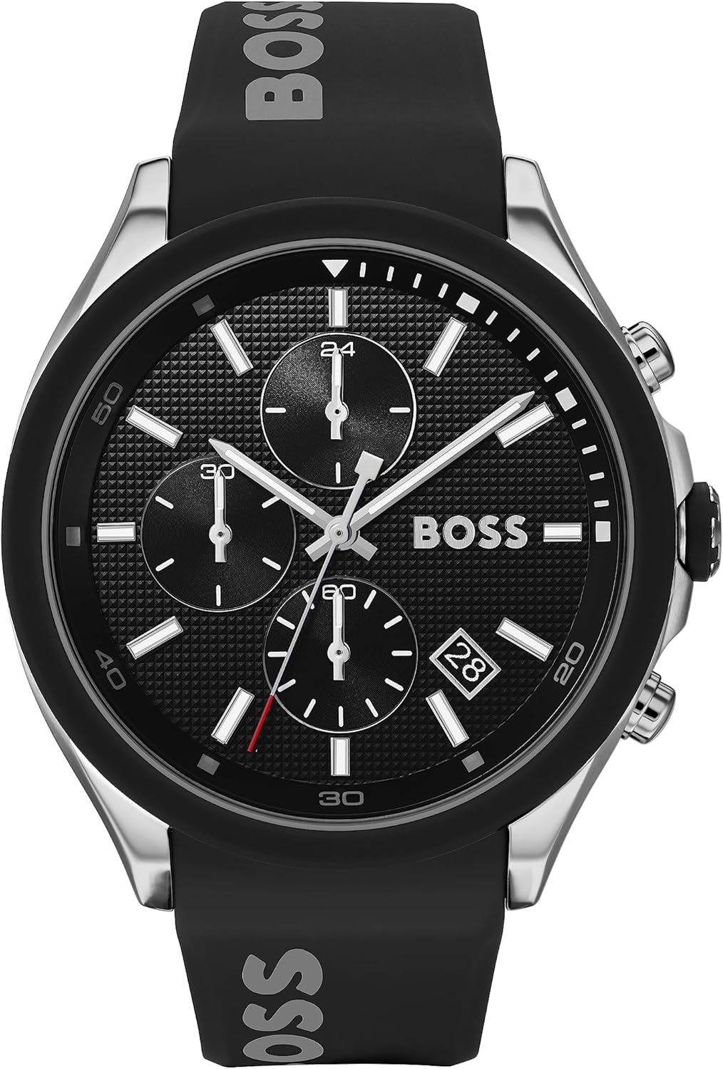 BOSS Herren Chronograph 44 mm Quarz Uhr Velocity Kollektion mit Silikonarmband