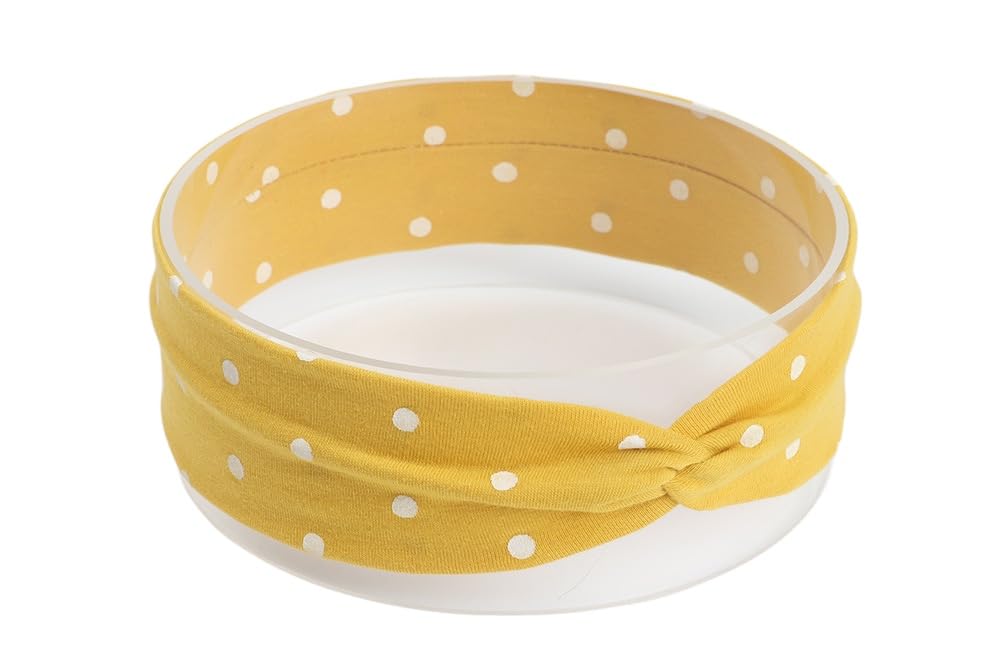 Detalle de Koolgil Baby Girl’s Polka Dot Cotton Headband, Yellow Stretch Cross Knot