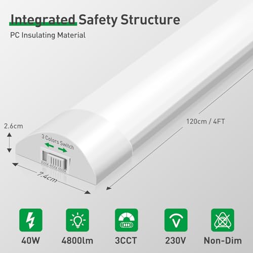 Detalle 2 de ALUSSO 2er Set LED Röhre 120 cm – 40 W, 4800 lm, verstellbare Farbtemperaturen