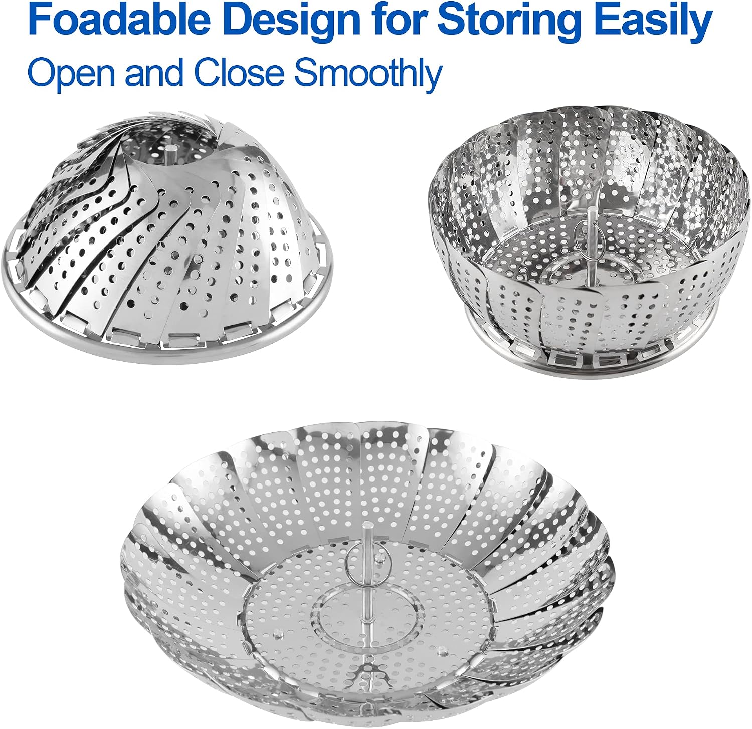 Detalle 2 de SAYFINE Premium Vegetable Steamer Basket — Stainless Steel, Folding Expandable to 9.2