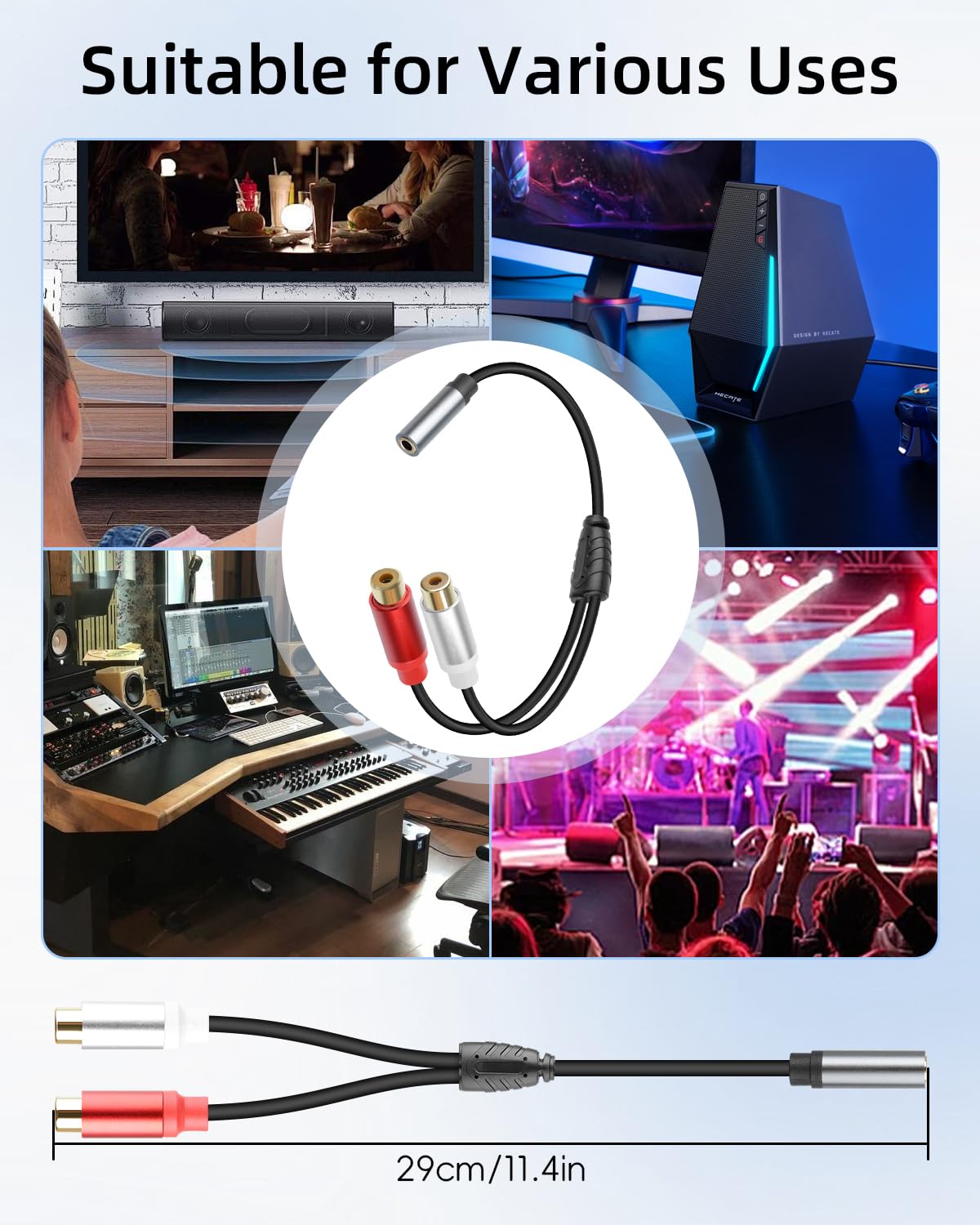 Thumbnail 6 de RIIEYOCA Audio Cable, 3.5 mm Female to 2 RCA Female