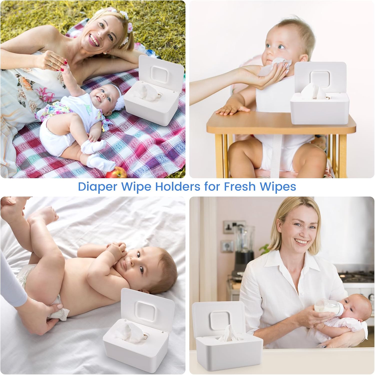 Detalle 2 de Lijroavy QLH7002 Baby Wipes Dispenser, White Refillable Holder with Sealing Lid
