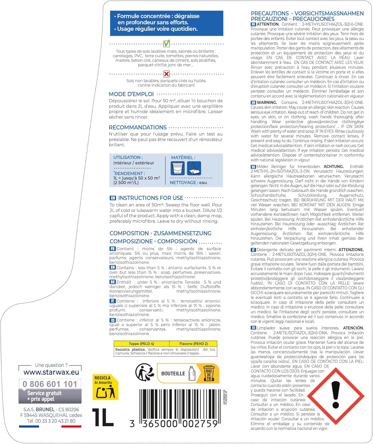 Thumbnail 6 de STARWAX Nettoyant concentré pour sols intérieurs (sans rinçage) – 1L, jusqu’à 50 nettoyages