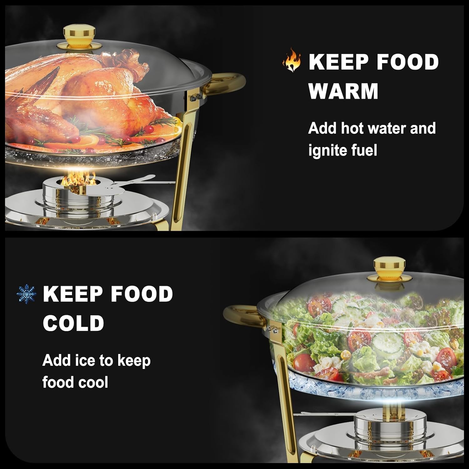 Thumbnail 2 de NewKitchen 6QT Round Chafing Dishes 4-Pack