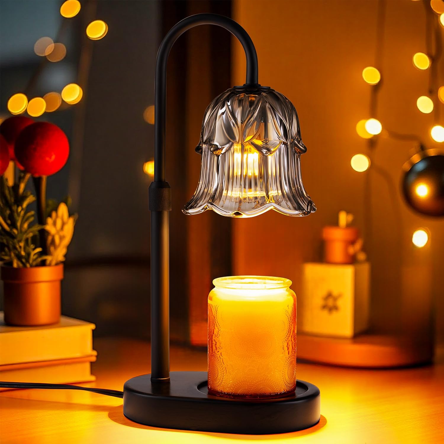 Detalle de Pfxud SY-RLD03 Candle Warmer Lamp, Gray Flower Design, Timer and Dimming