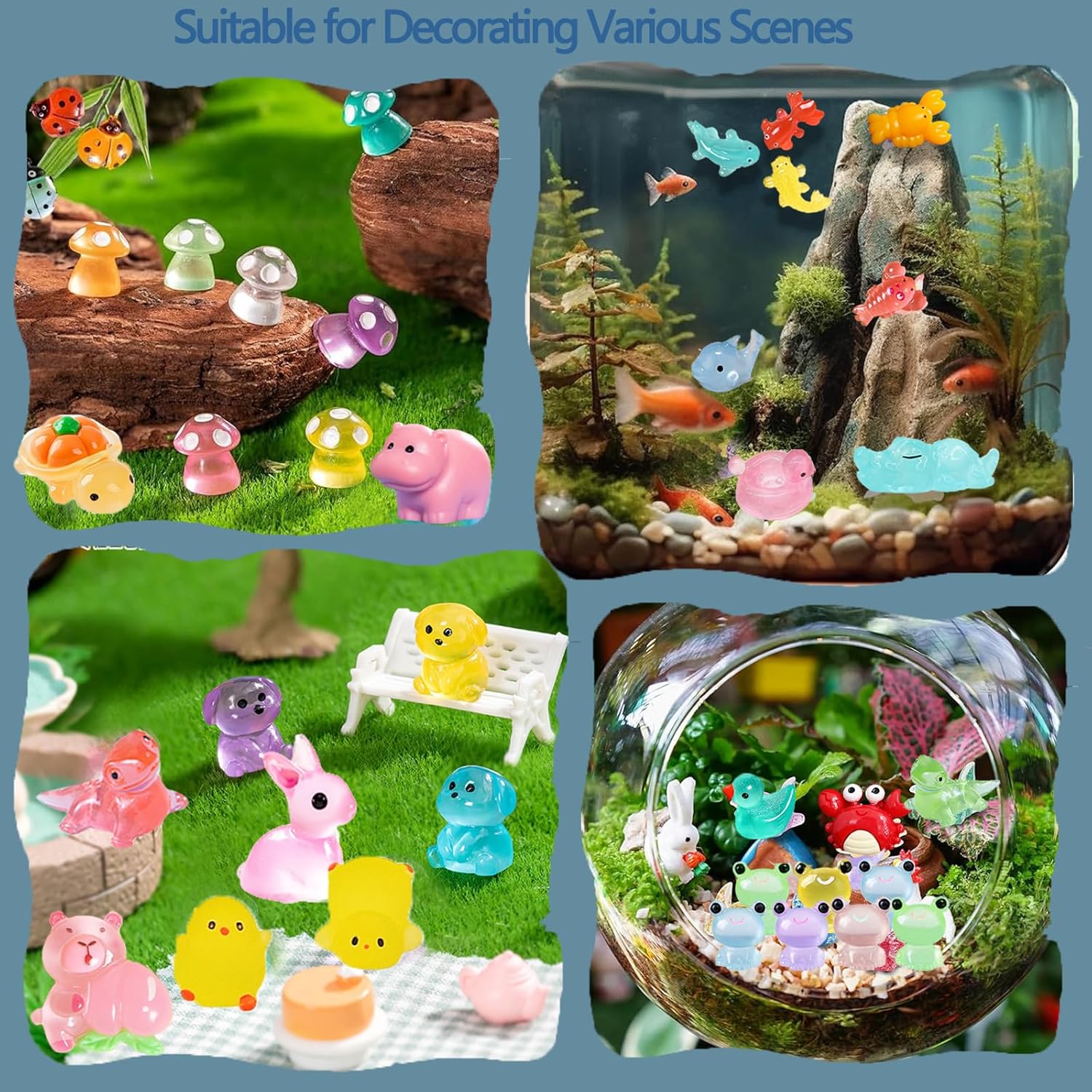 Thumbnail 6 de Blynmyr 230pcs Mini Resin Animals: 77 Styles of Glow-in-the-Dark Tiny Figures for Creative Displays