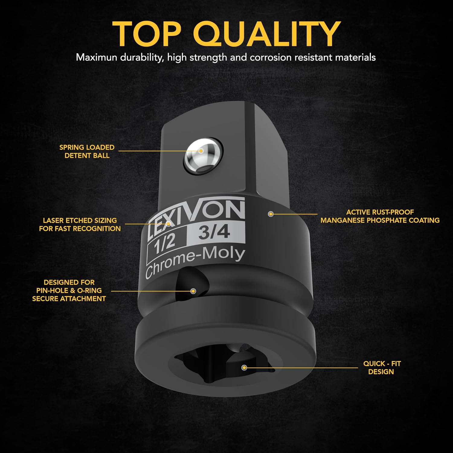 Detalle de LEXIVON LX-401 adattatore riduttore per bussola ad impatto (da 3/4" a 1/2")