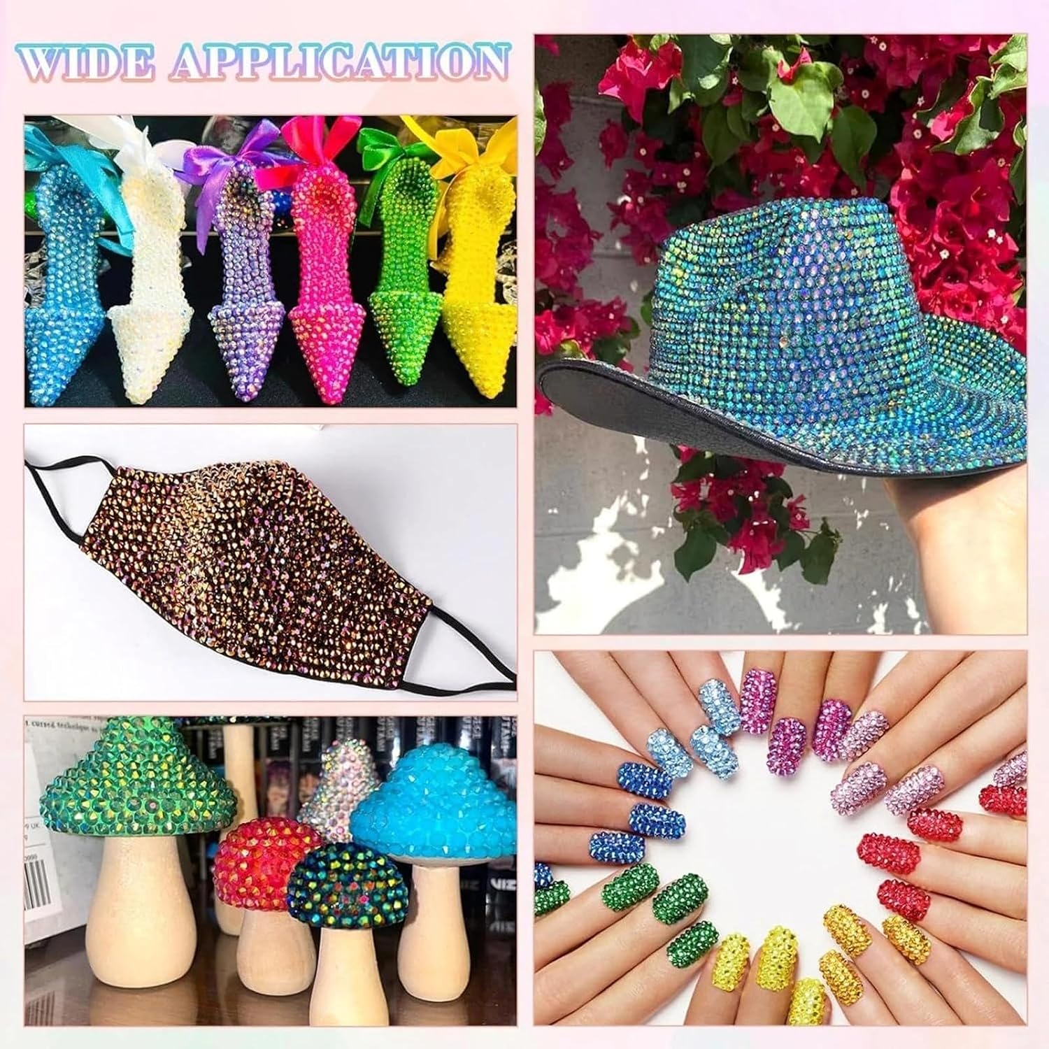 Detalle de WeeMix Nail Art Rhinestones Kit: 40 Colours, 3mm Flat-Back Crystals with Picker & Tweezer (36,000pcs)