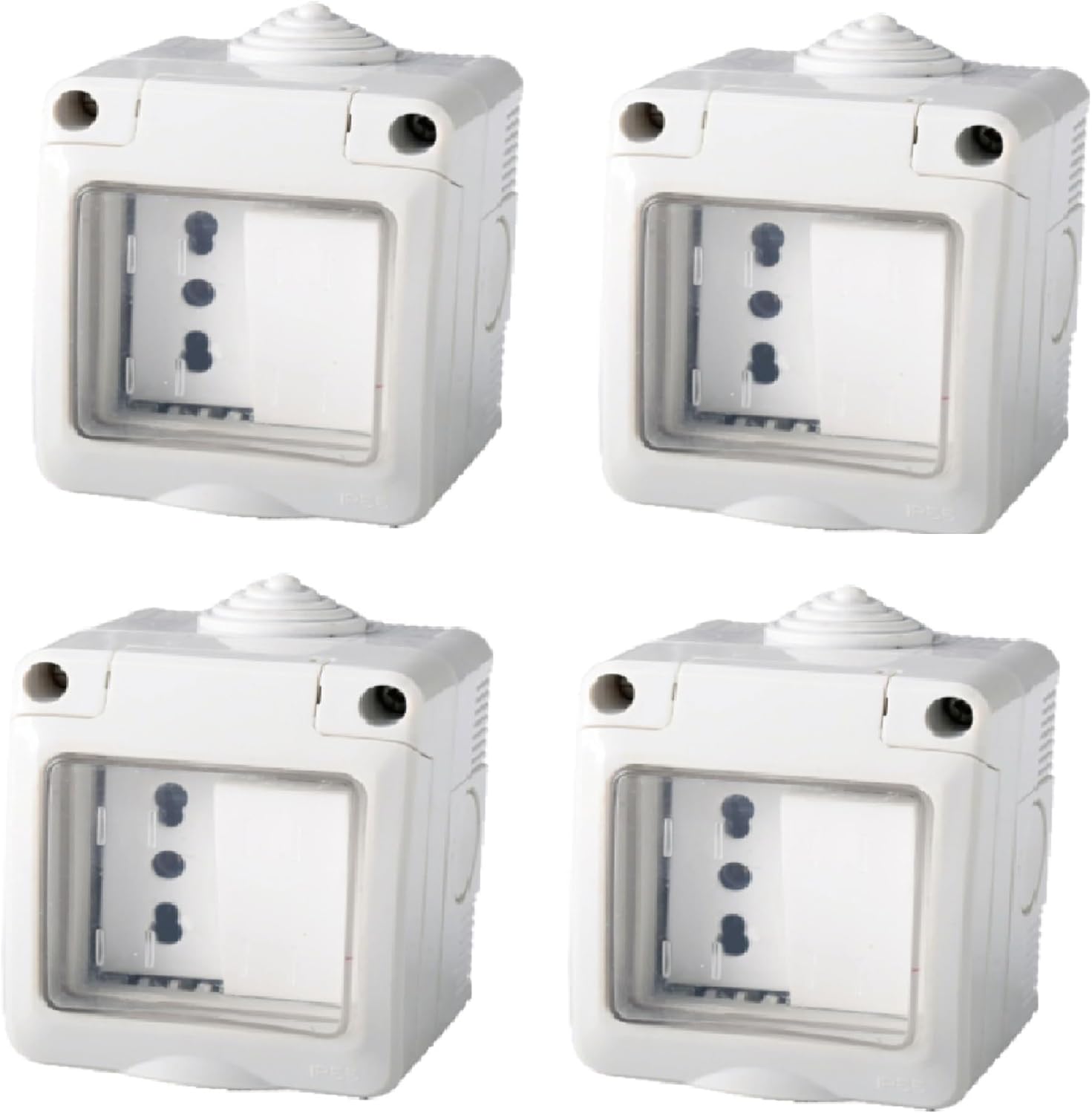 Thumbnail 4 de Cassetta Elettrica IP55 con Sportellino, 3 Moduli: Presa Schuko P40 + Presa Bipasso 10/16A — Kit Pronto per Montaggio