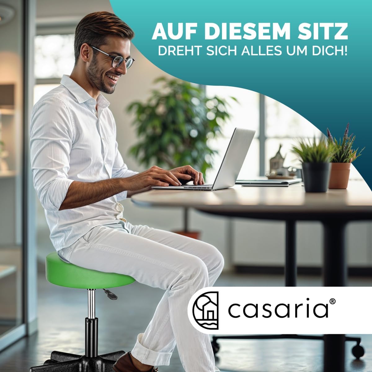 Thumbnail 1 de Casaria® Rollhocker höhenverstellbar 46-60 cm