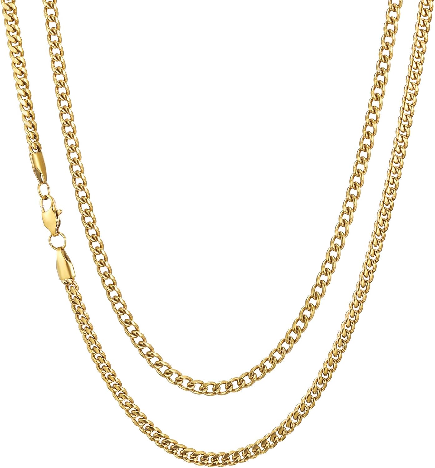Detalle de HSWYFCJY kubanische Halskette Herren 3–8 mm Edelstahl – 45–65 cm in Silber, Gold oder Schwarz