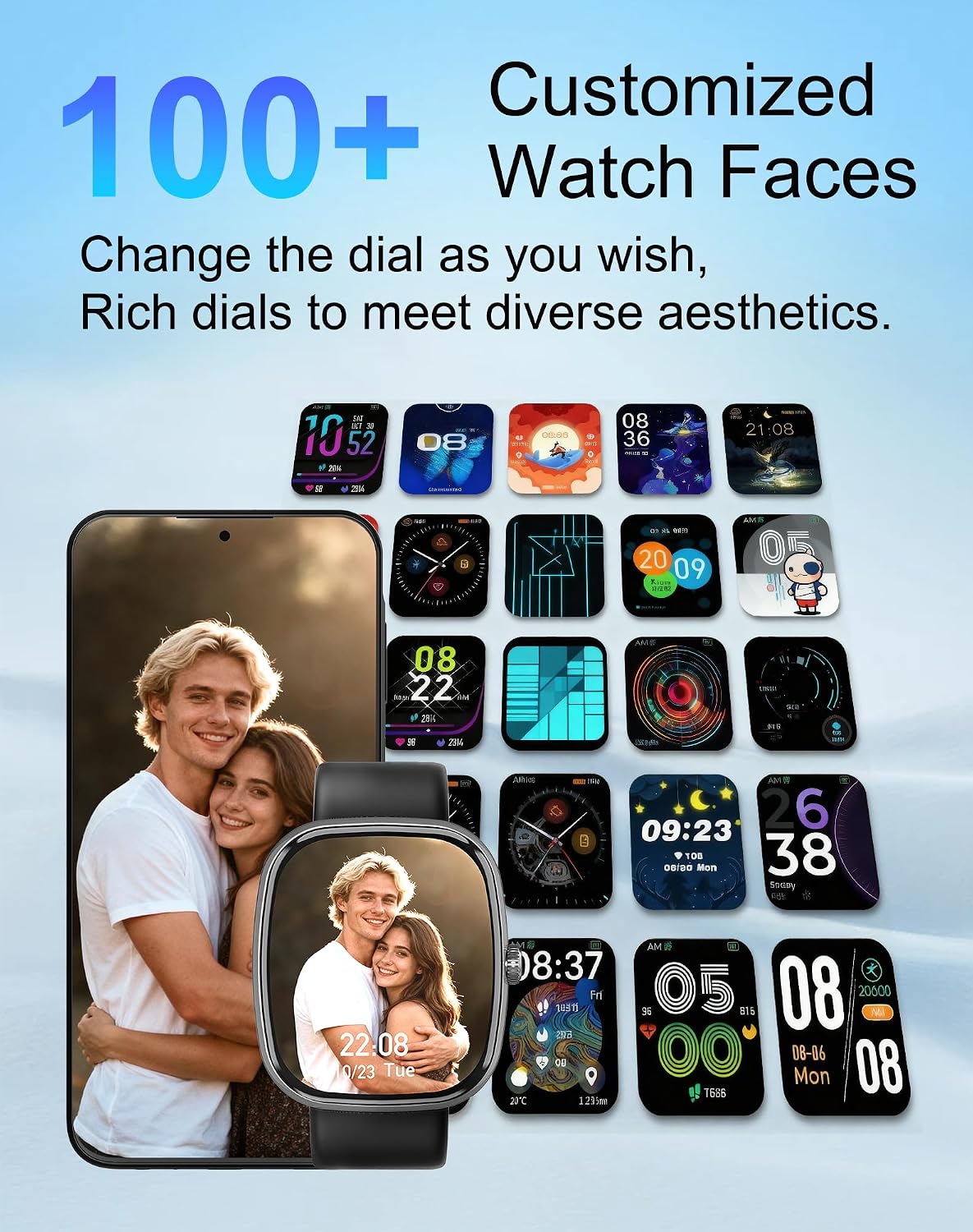 Detalle 1 de Aputeta 1.85-Inch Fitness Smartwatch with Bluetooth Calling, 120 Sports Modes
