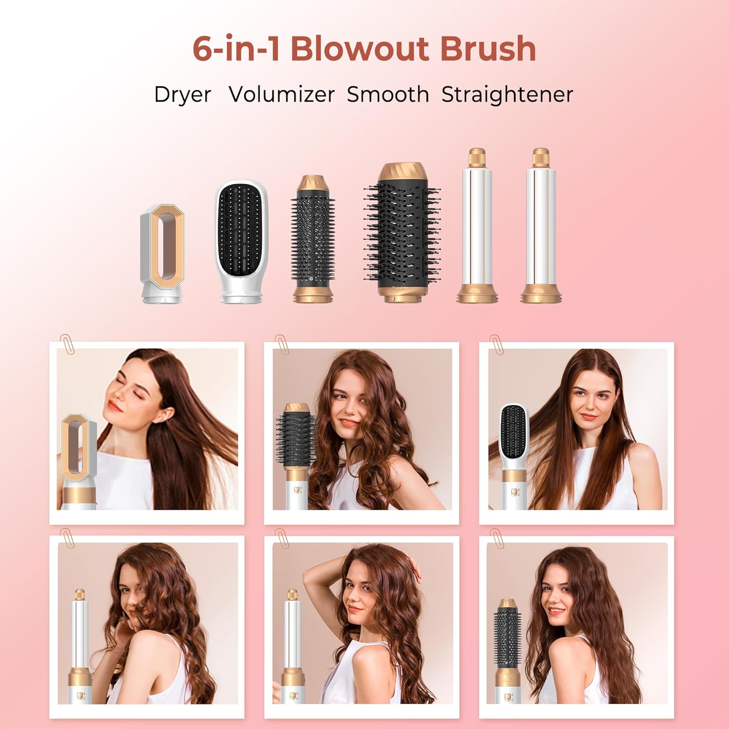 Detalle 2 de MogaWave Airbrush Hair Styler 6 in 1 Magic Styler Pro – 360° Auto Curler & Dryer for All Hair Types