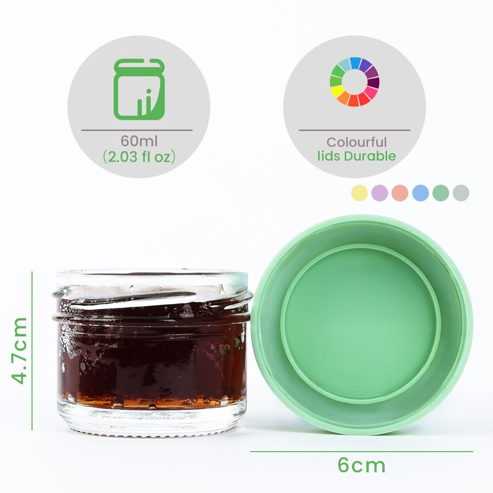 Thumbnail 1 de Aolso Baby-Nahrungs-Aufbewahrungsbehälter aus Glas (12er-Set, 60 ml) mit luftdichten Deckeln