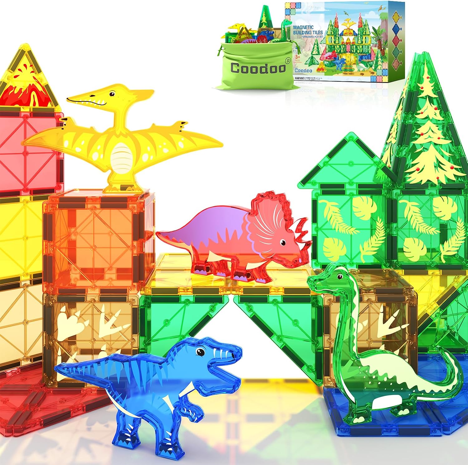 Detalle de Coodoo Dinosaur Magnetic Tiles for Toddlers 🧩