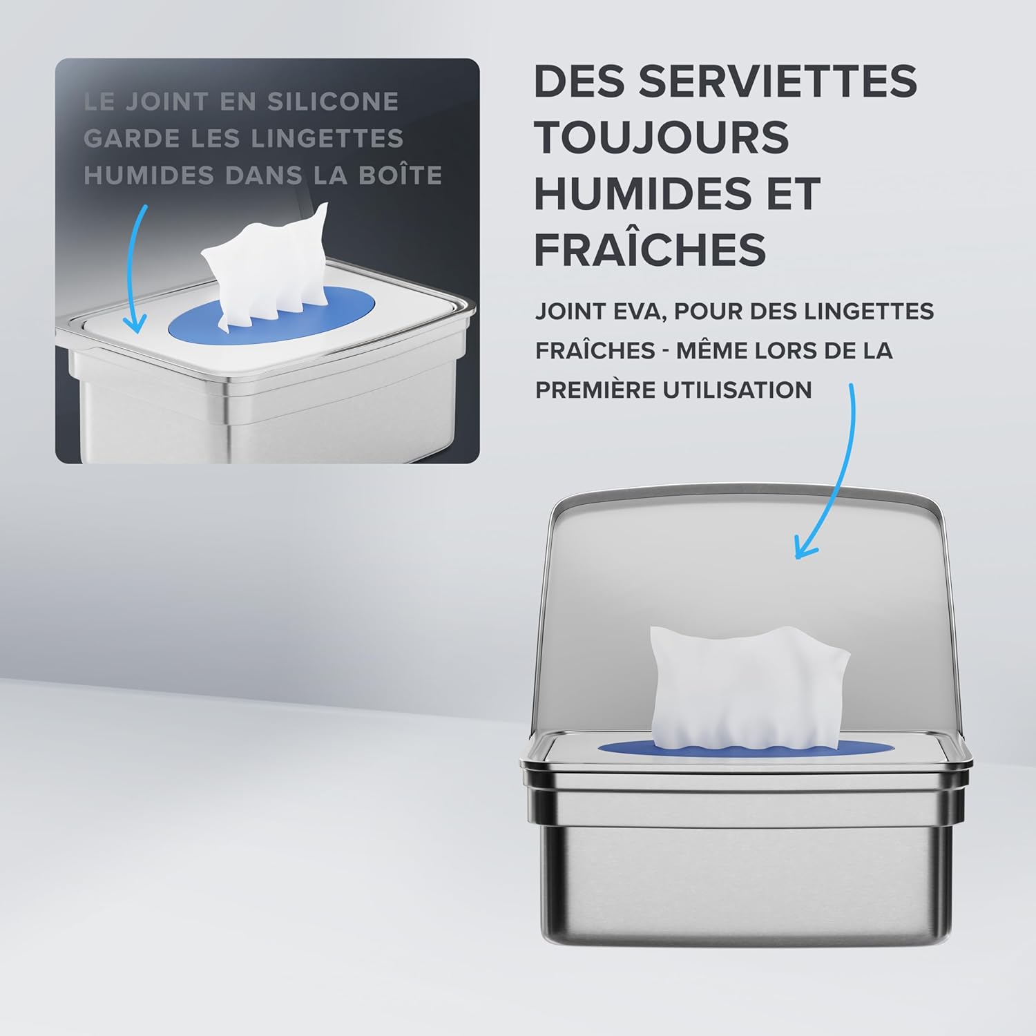 Thumbnail 1 de ovimar Boîte à lingettes humides avec couvercle en acier inoxydable poli — élégant rangement mural