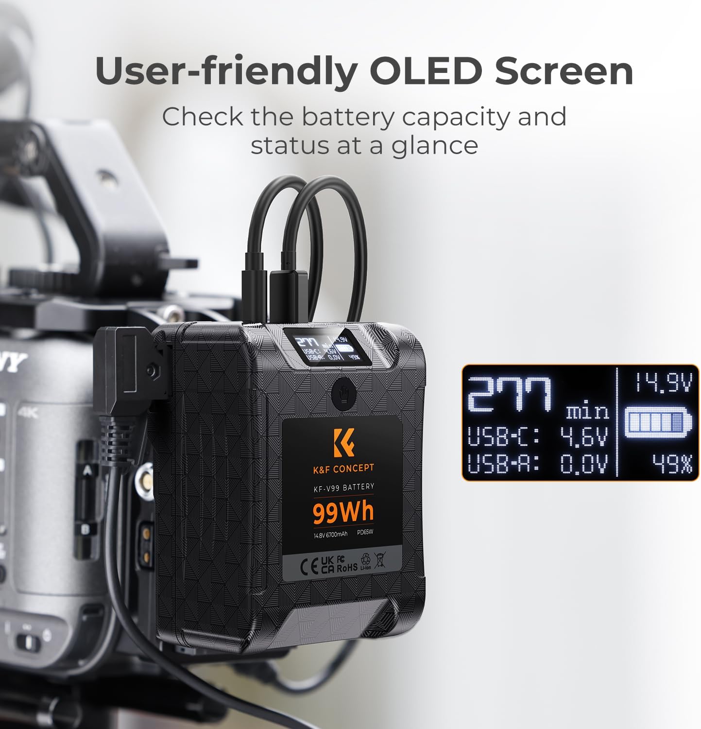 Thumbnail 2 de K&F CONCEPT V Mount Battery 99Wh (6700mAh): Compact, Versatile Power for Cameras and Accessories