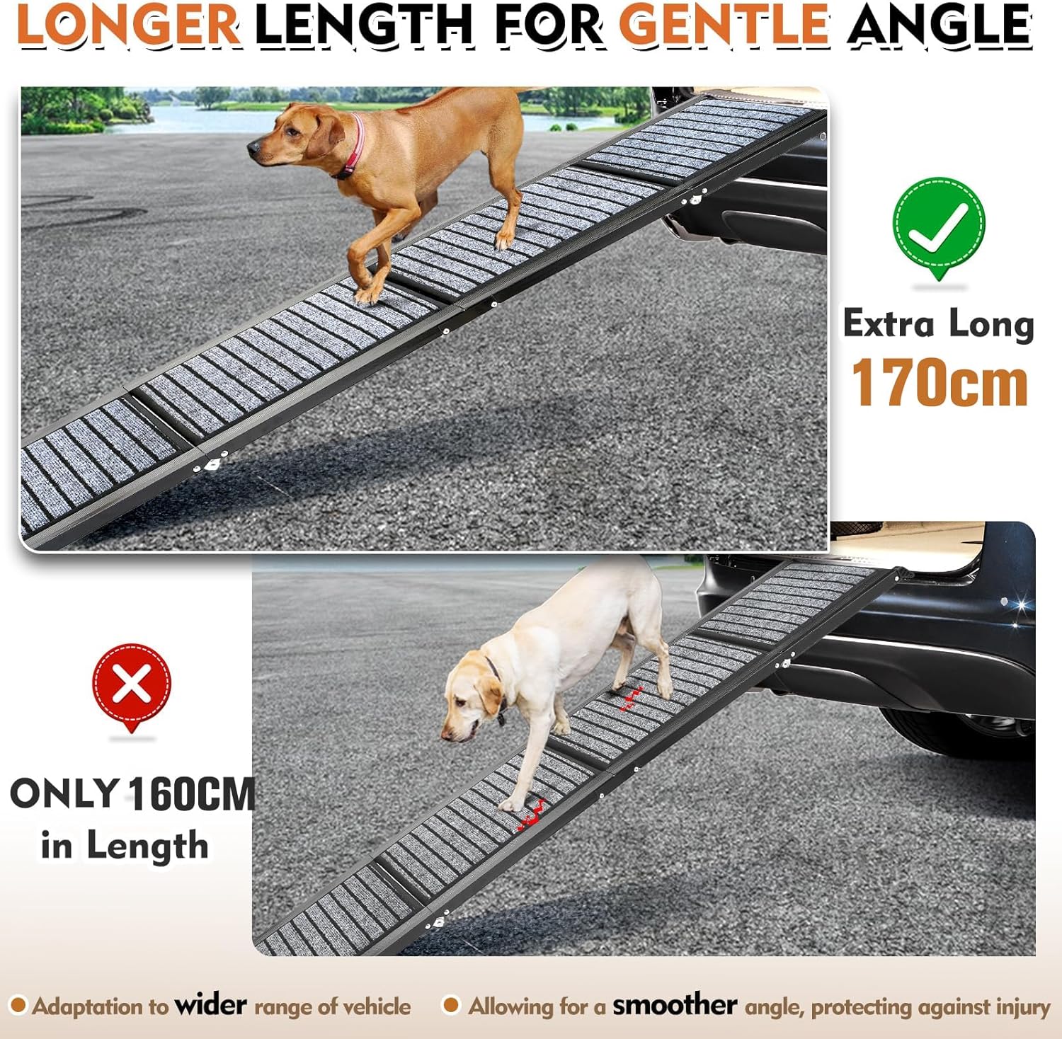 Detalle de Extra Long 170cm Foldable Dog Ramp for Large Dogs