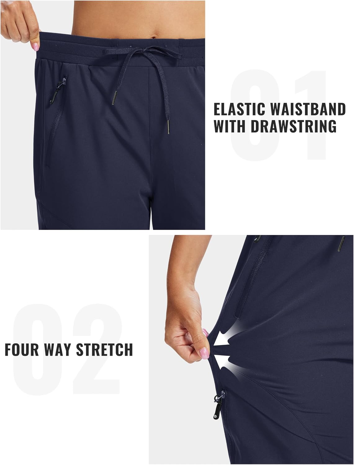 Detalle 1 de AIRIKE Women's Hiking Cargo Pants, Lightweight Quick-Dry, UPF 50+, 5 Zipper Pockets