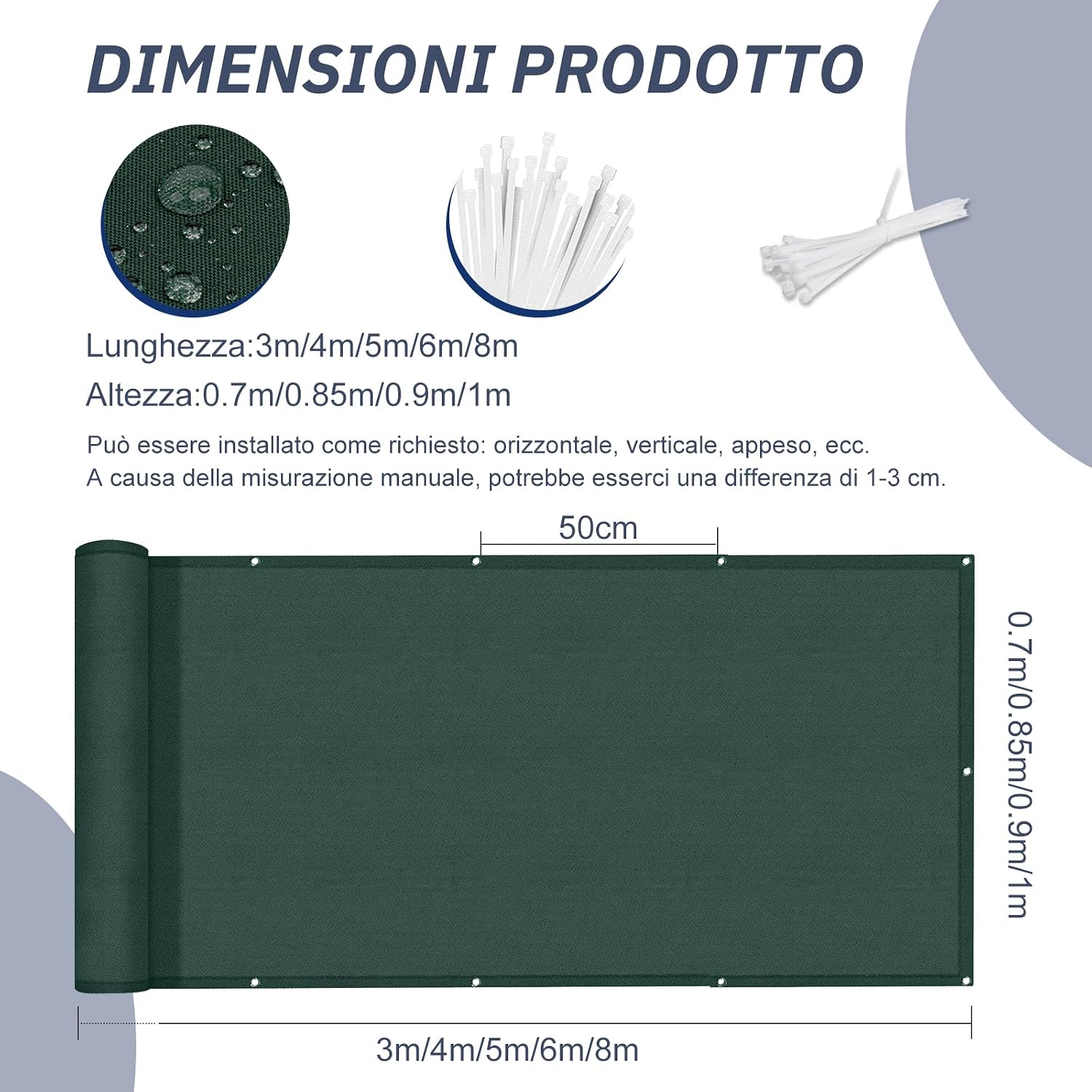 Thumbnail 6 de HENG FENG Frangivisto Balcone 0.85x8m: protezione privacy resistente e installatione rapida