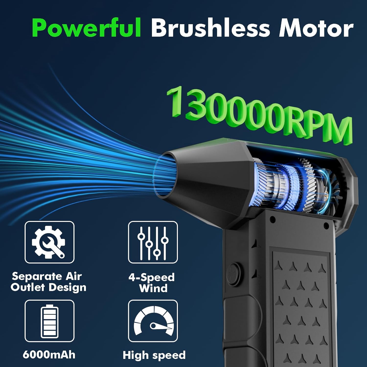 Detalle 2 de XJUGEZ Soplador de Polvo Eléctrico 3000 mAh