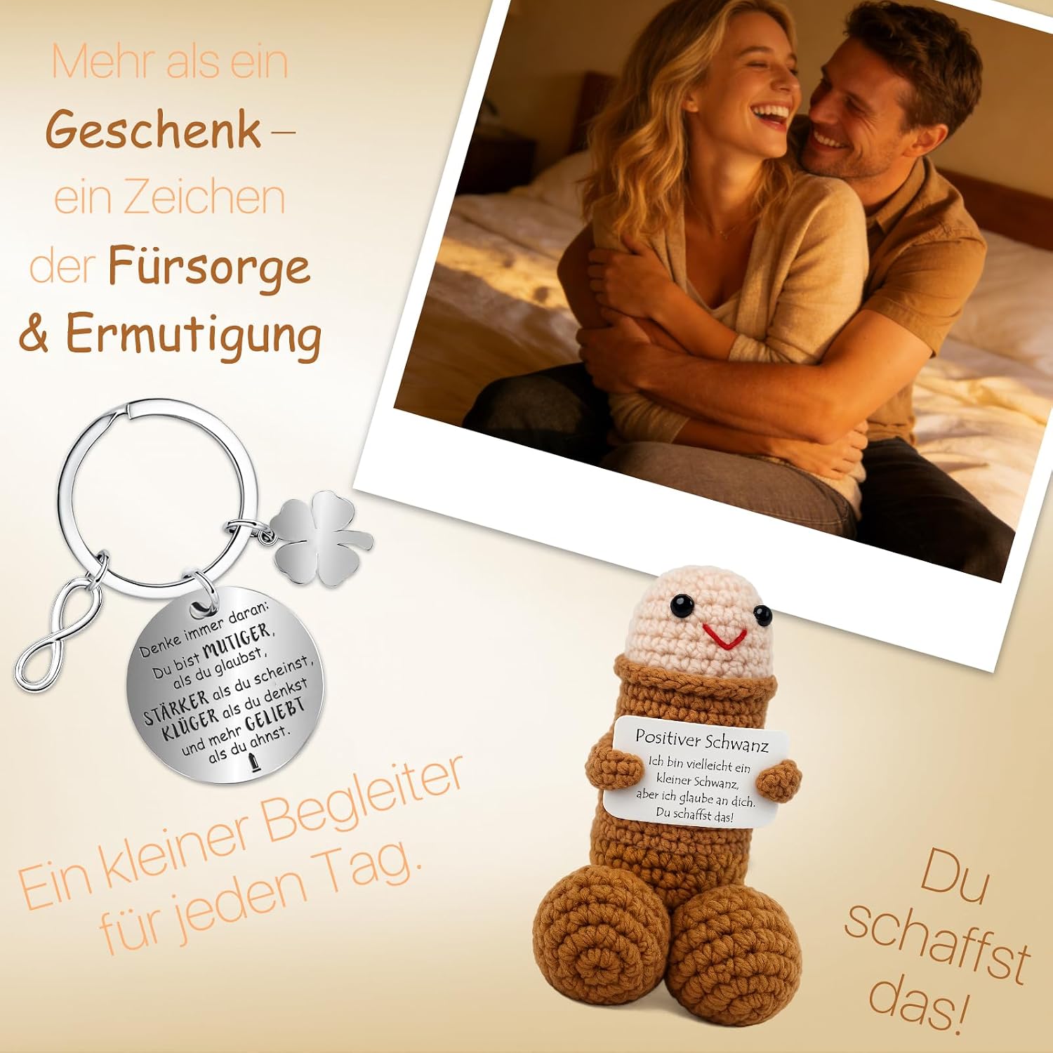 Thumbnail 6 de Farbeele Positive Eule & Glücksbringer-Schlüsselanhänger – Handgefertigtes Mutmacherset