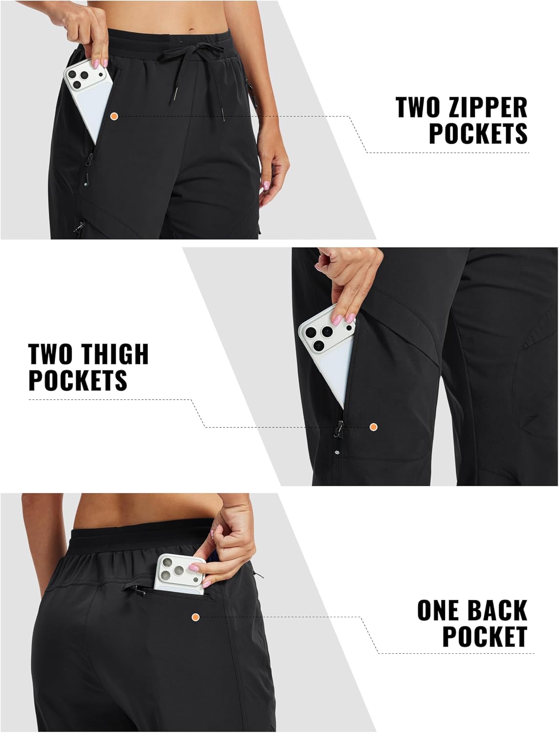 Detalle 1 de AIRIKE Women's Hiking Cargo Pants, Quick-Dry, UPF 50+, 5 Zipper Pockets