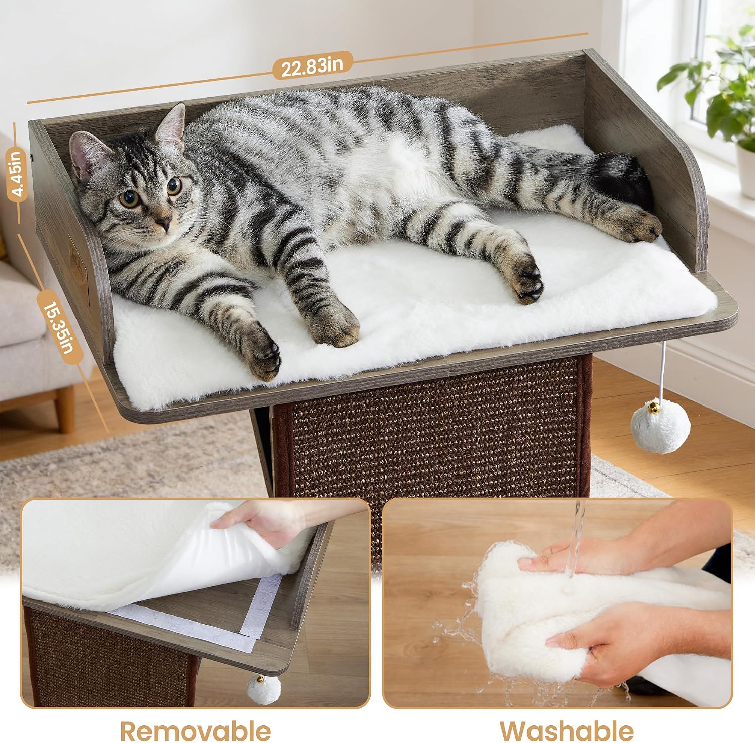 Detalle de Wooden Cat Tree, 33.8in