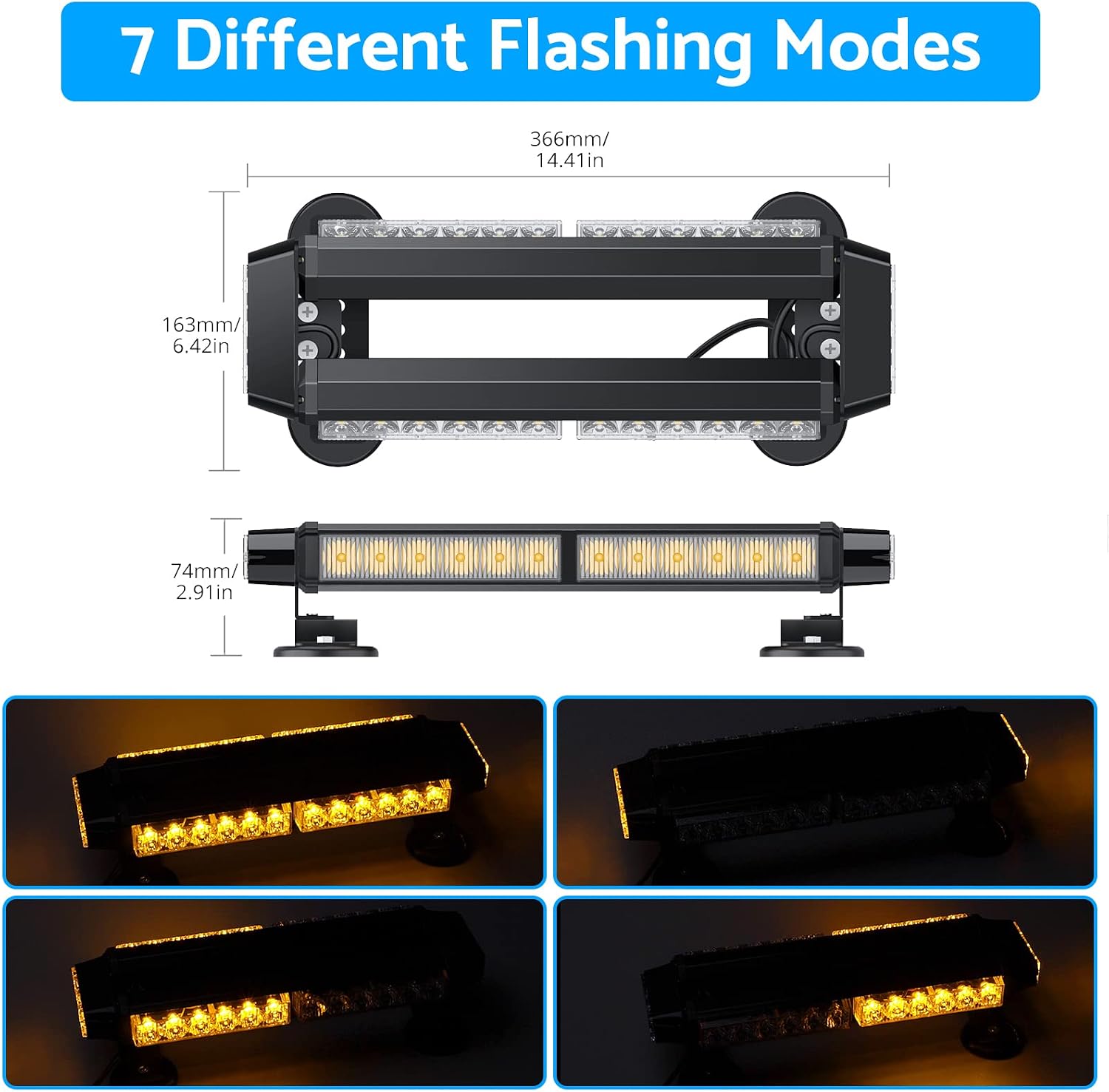 Detalle de eSynic flashing beacon light bar 14.4in