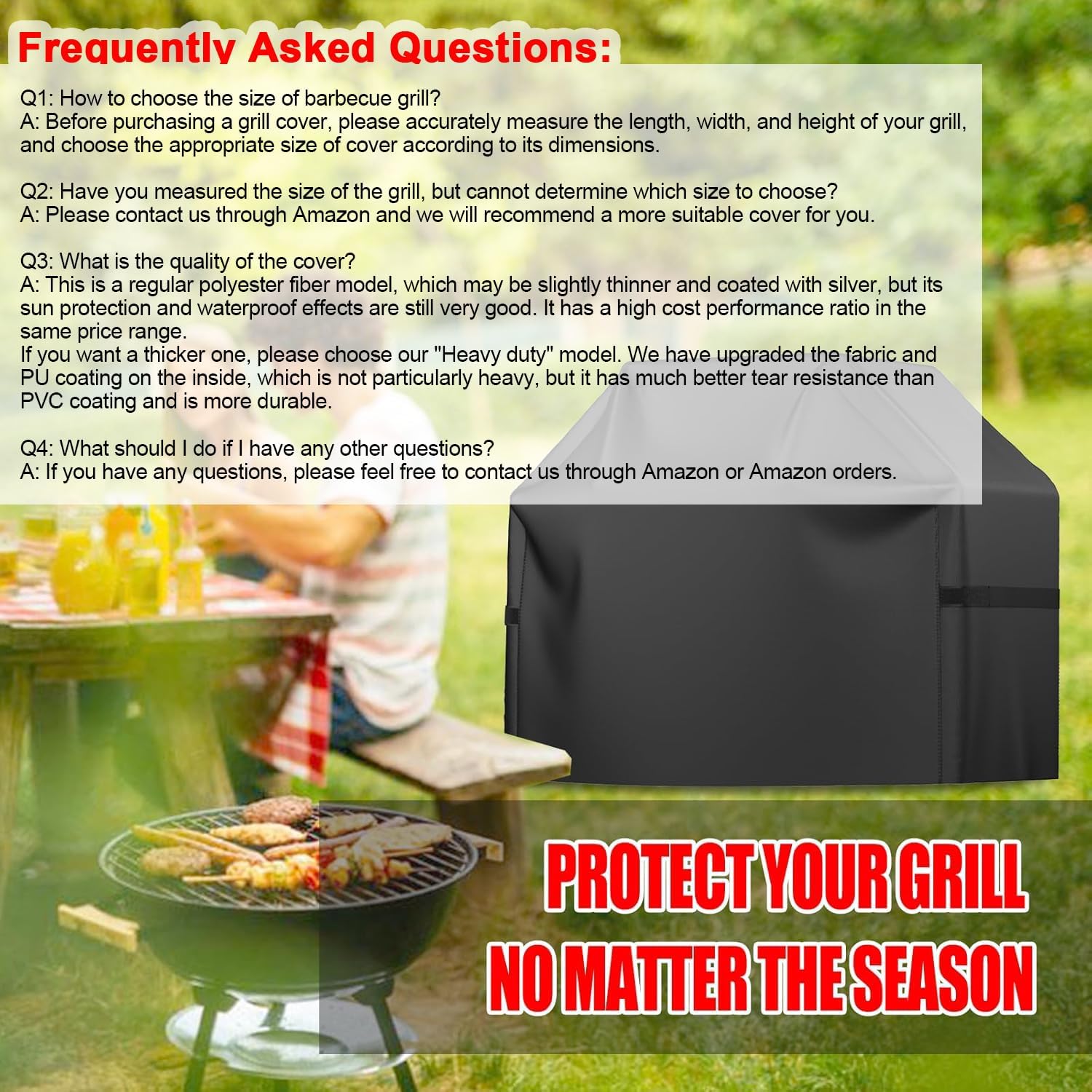 Thumbnail 6 de VIBOOS B58-W-PU 58-Inch BBQ Grill Cover, Oxford Cloth, Waterproof