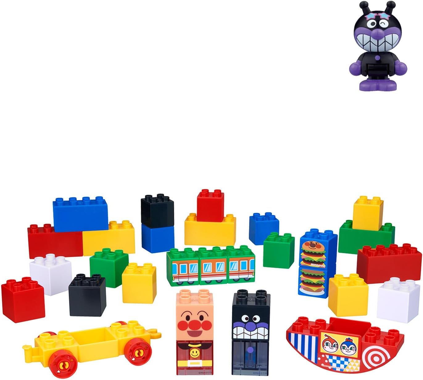 Detalle de BANDAI BlockLabo はじめてののりものブロックバケツL アンパンマン 1.5才以上