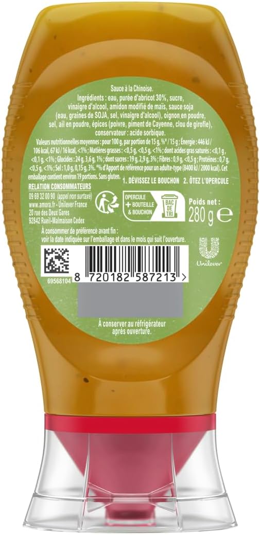 Detalle de Amora Sauce à la Chinoise – Douce & Fruité, Lot de 4 bouteilles de 280 g