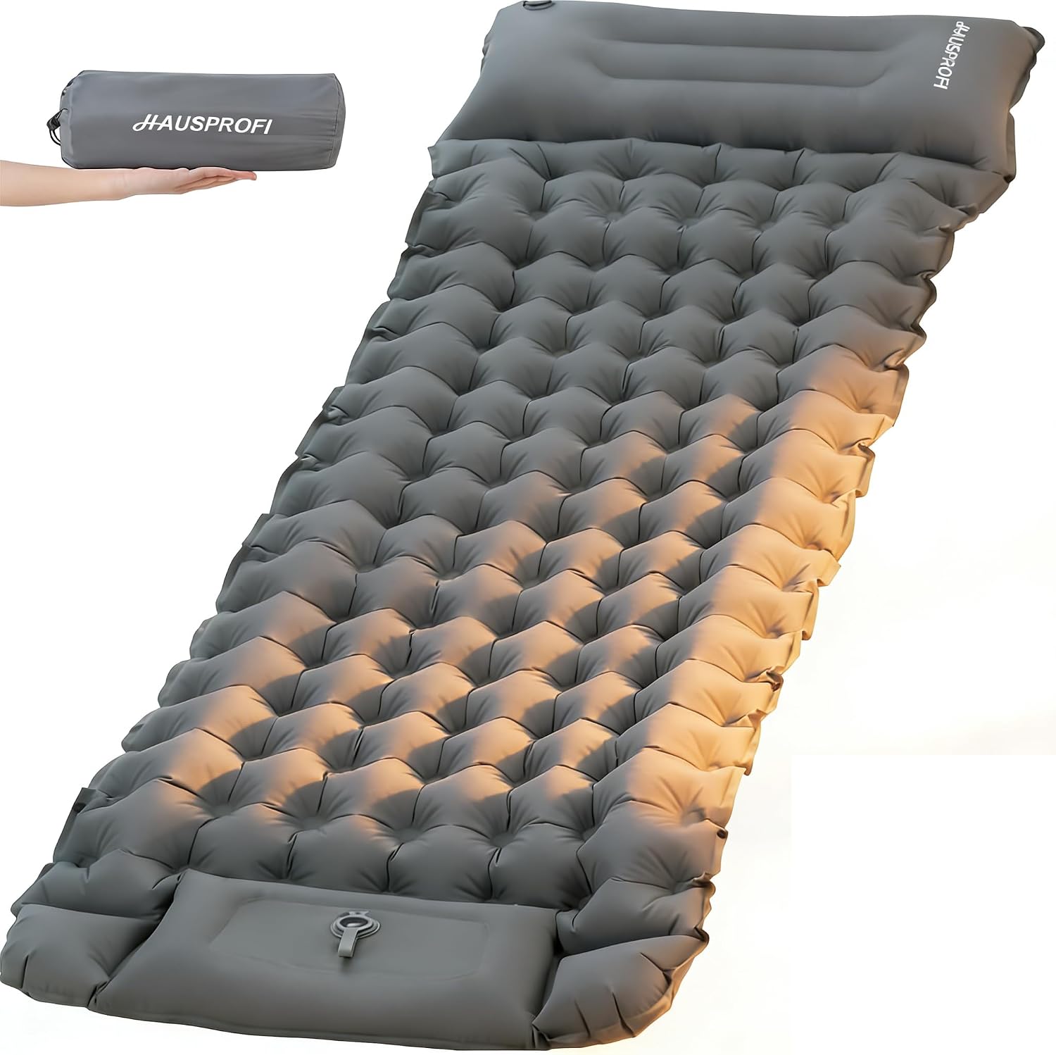 Detalle de HAUSPROFI Isomatte Camping – Ultraleicht, 198 x 64 x 10 cm, mit Fußpumpe