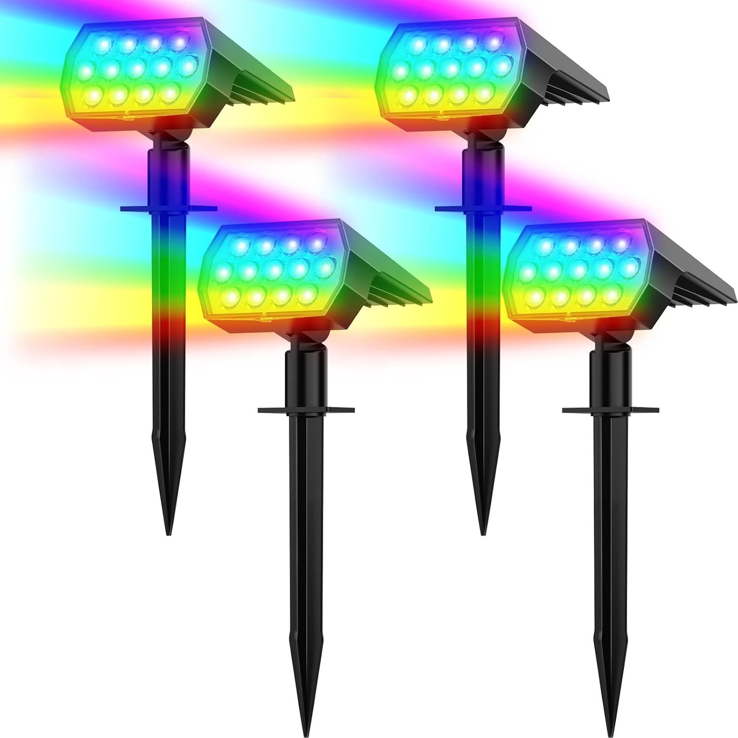 Detalle de Flaow Solar Colour-Changing Garden Spotlights 4-pack