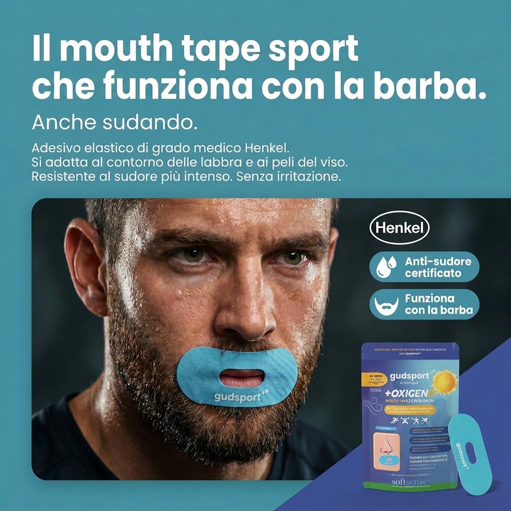 Detalle 2 de Gudsport by GudSlip® Mouth Tape Sport (30+6): respirazione nasale ottimale per training e sonno