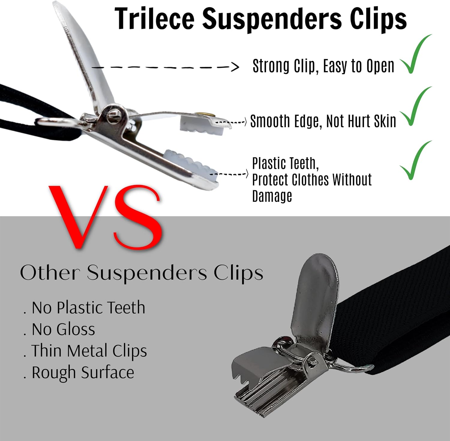 Detalle 2 de trilece Men’s Suspenders, Adjustable 1-Inch Elastic with 3 Clips