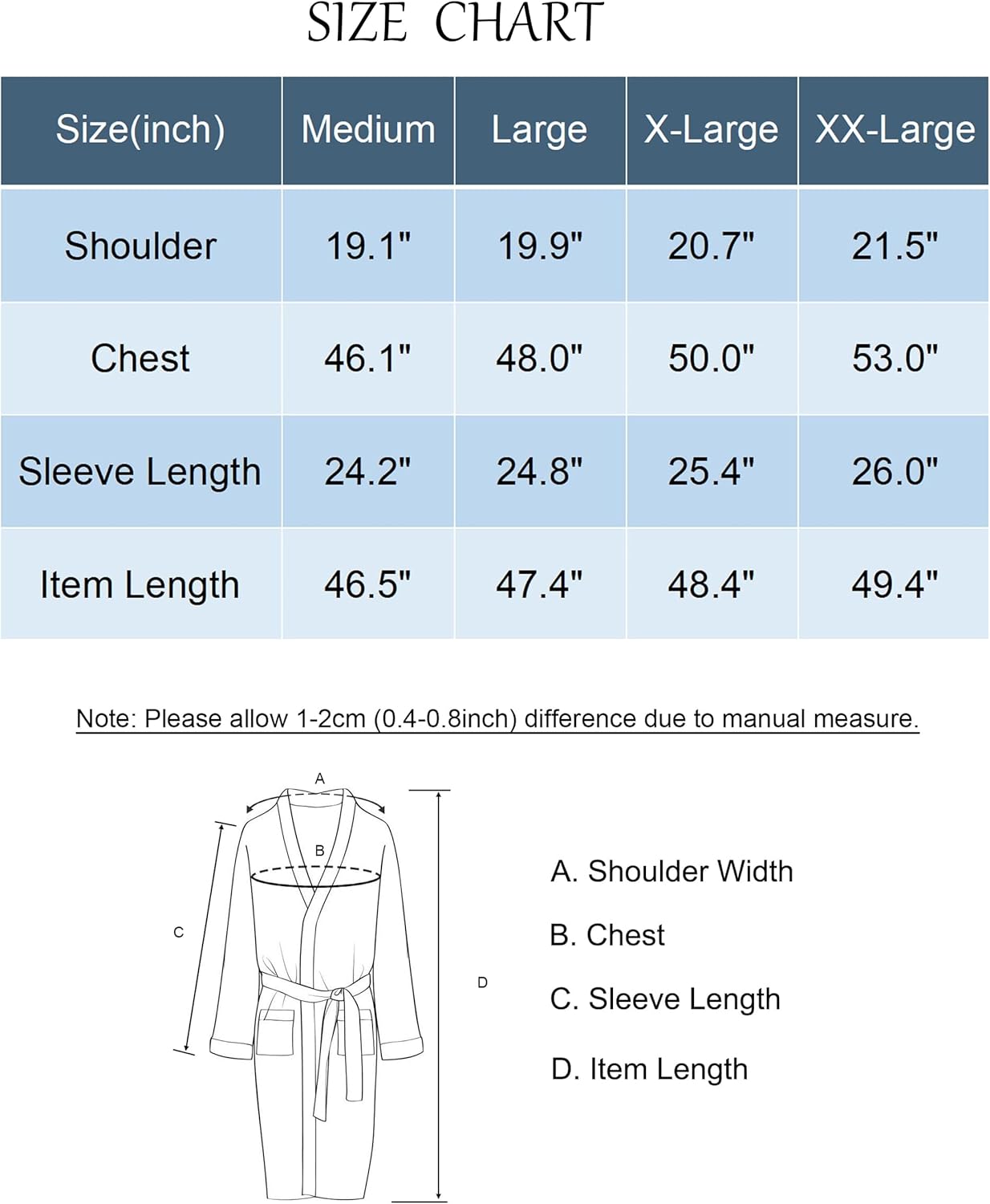 Thumbnail 5 de EA'S SECRET Mens Dressing Gown: Soft 100% Cotton, Lightweight Summer Bathrobe with Pockets