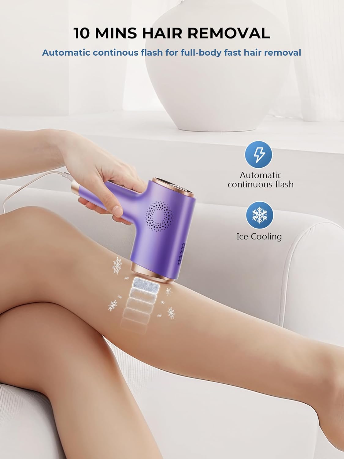 Detalle de 21J IPL Laser Hair Removal Device for Women and Men — Pain-Free Home Treatment with 5°C Ice Cooling