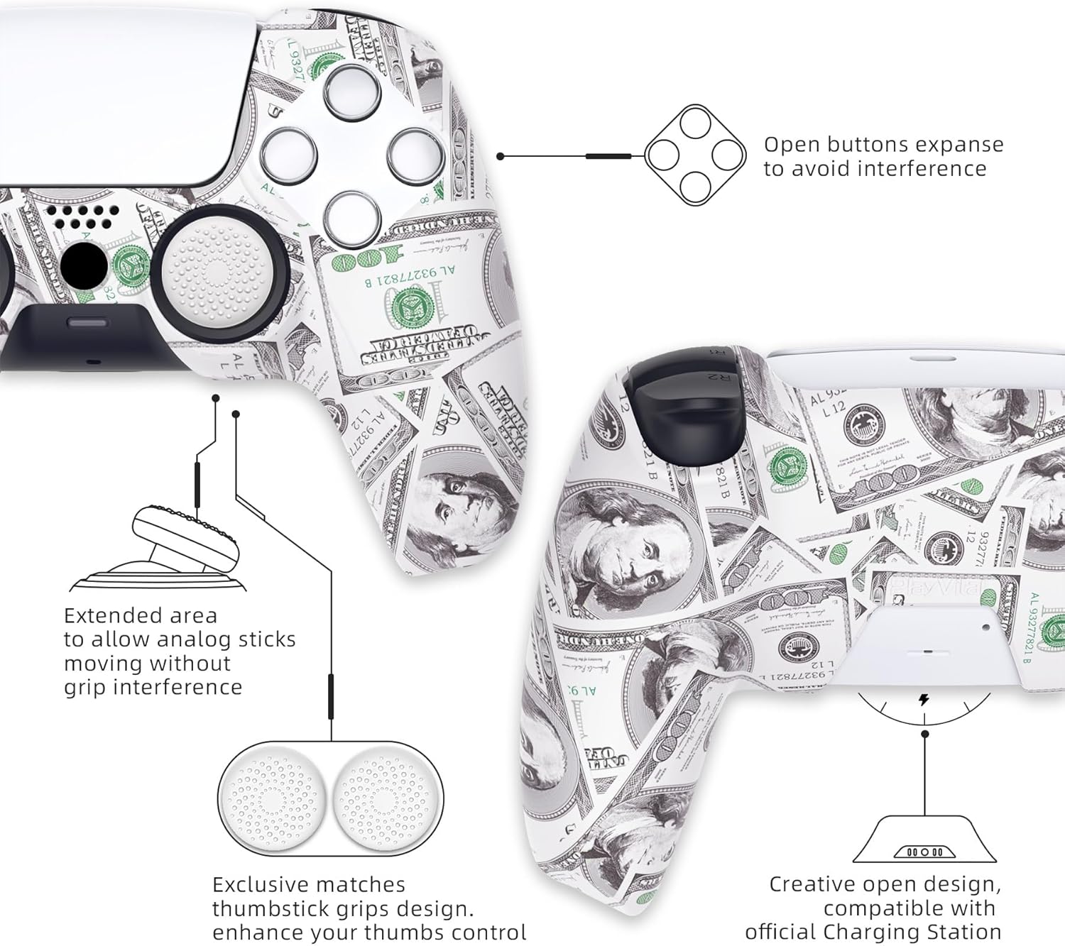 Thumbnail 2 de playvital Pure Series Dockable Silicone Cover for PS5 Controller