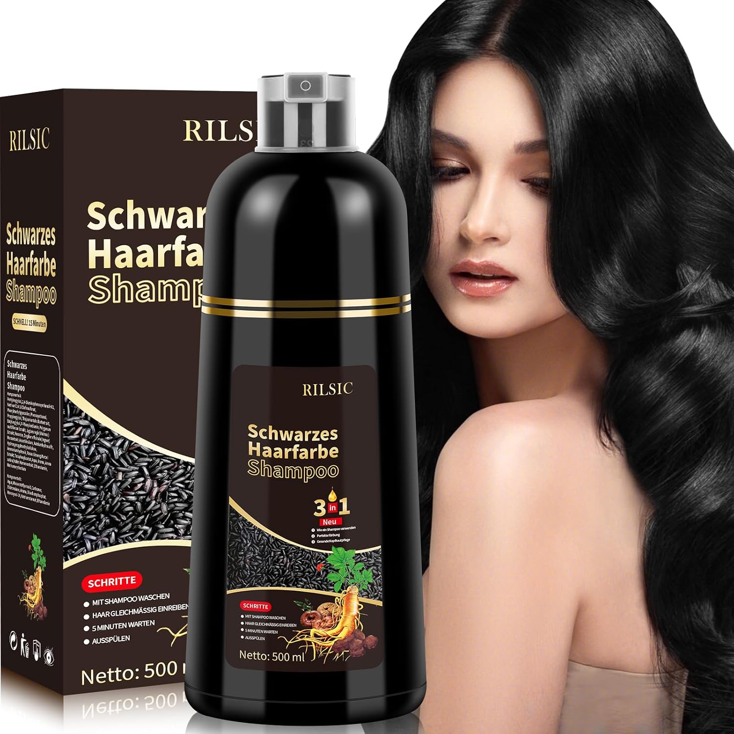 Thumbnail 6 de Haarfärbeshampoo 3in1 500 ml Schwarze