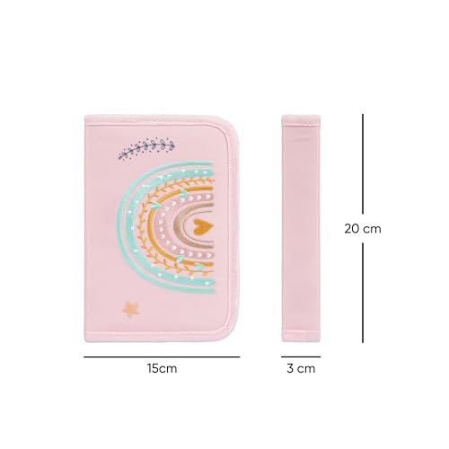 Detalle de Baagl Federmäppchen Regenbogen Rosa – Großes Hauptfach, zwei Klappen, 20 × 15 × 3 cm