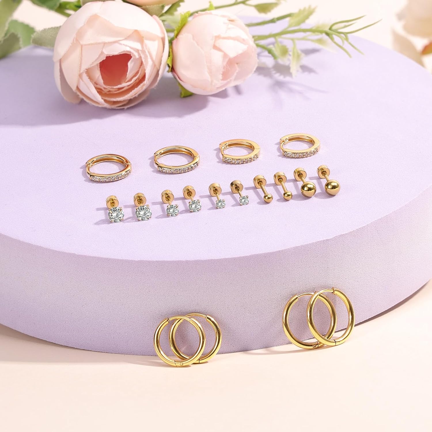 Thumbnail 1 de Vicloon Boucles d'Oreilles Set – 9 Paires en Acier Inoxydable Hypoallergéniques pour Cartilage, Helix et Lobes