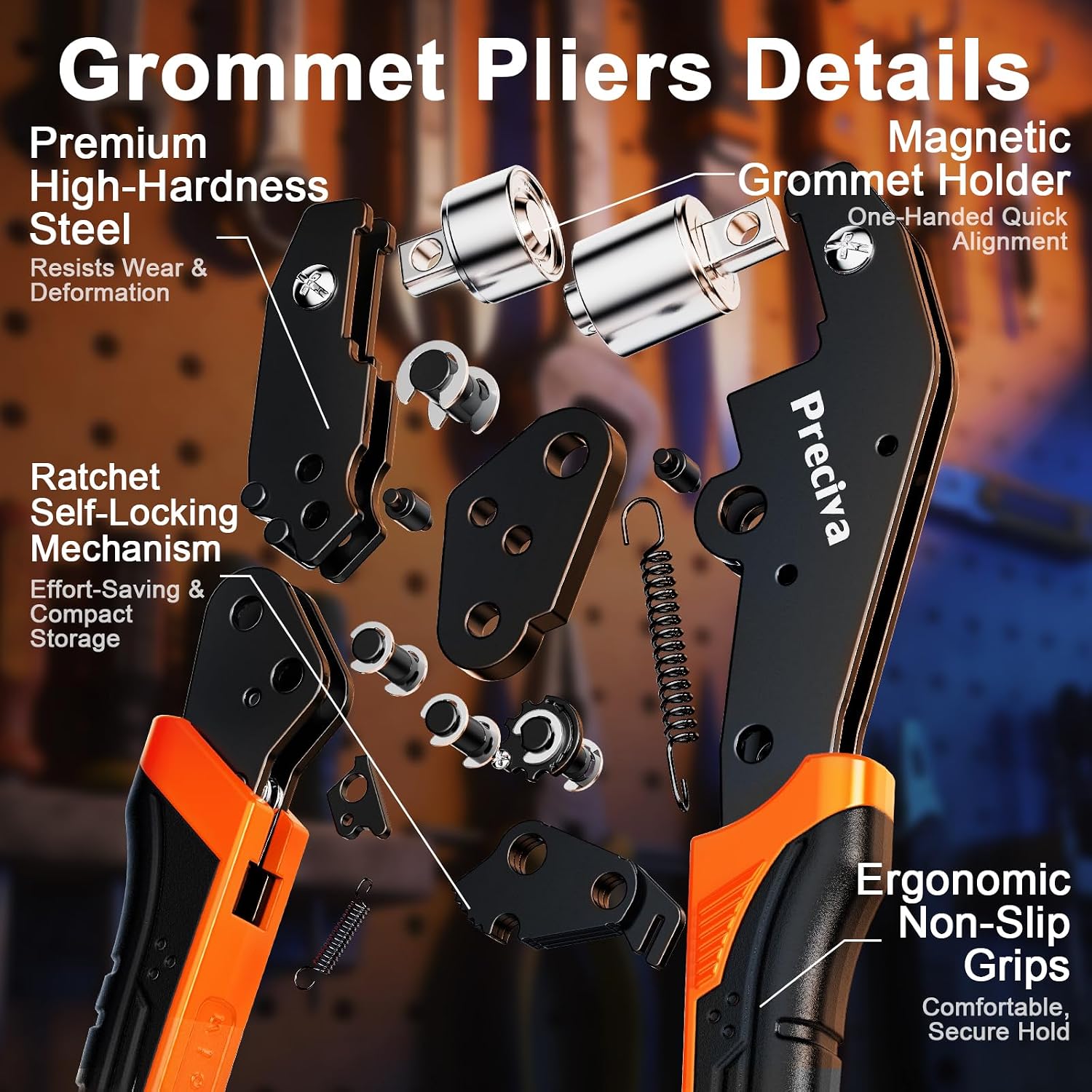 Thumbnail 2 de Preciva Pince à Œillet avec 400 pièces 6+10 mm – Kit professionnel et coffret