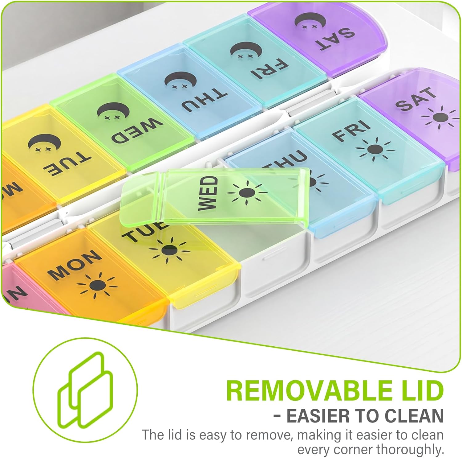 Thumbnail 6 de Mossime Foldable Weekly Pill Organiser – Premium Magnetic AM/PM 14-Compartment 7-Day (Travel Friendly)