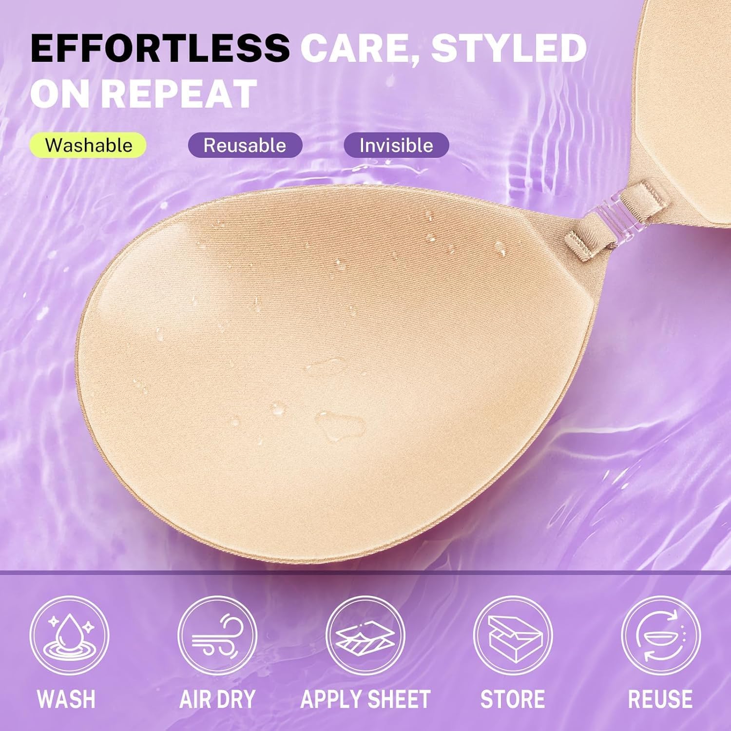 Thumbnail 4 de Invisible Strapless Sticky Bra Push Up for Women (C Cup, Light Beige)